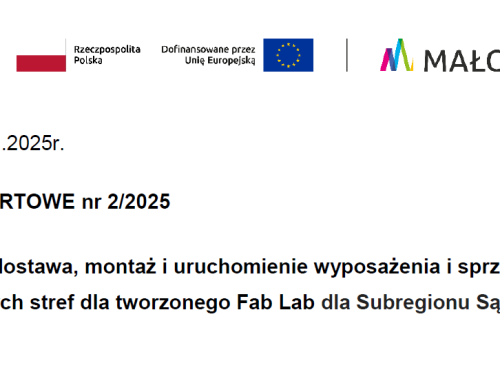 ZAPYTANIE OFERTOWE nr 2/2025 –  Wyposażenie i sprzęt IT dla tworzonego Fab Lab